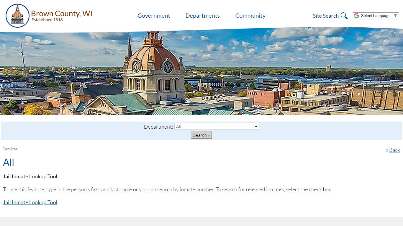 Services » All » Jail Inmate Lookup Tool - Brown County